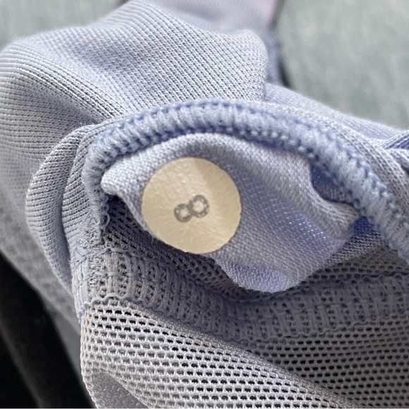 Lululemon size 8 periwinkle blue & black stripe wide strap built in bra tank top - Picture 6 of 6